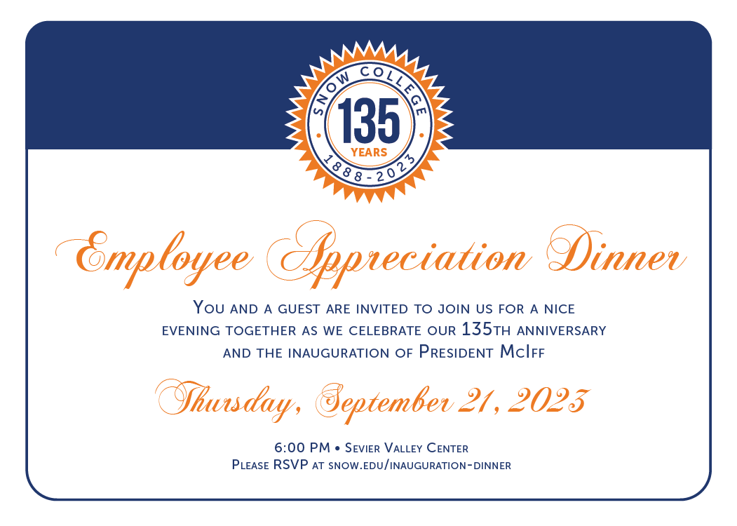 Employee Appreciation Dinner - Thursday, September 21, 2023 at the SVC in Richfield