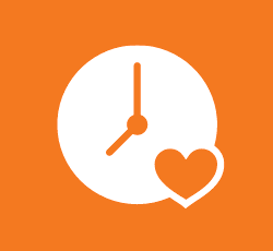 clock, with a heart.