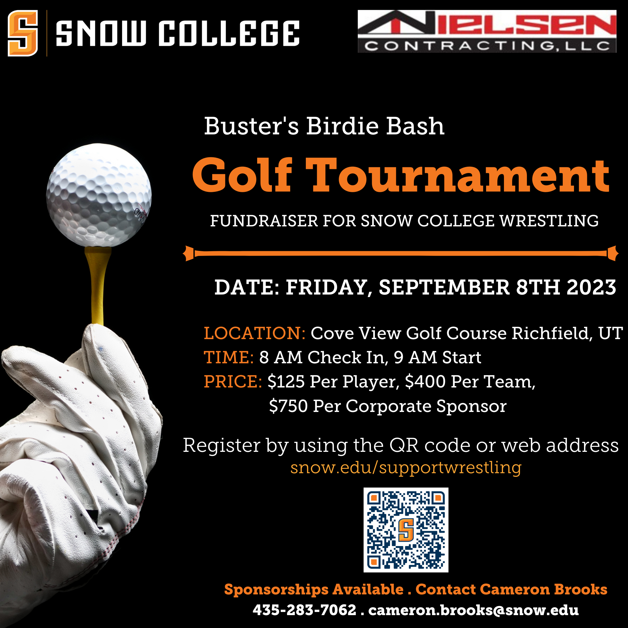 Golf Tournament to support Snow College Wrestling September 8, 2023 in Richfield, Utah