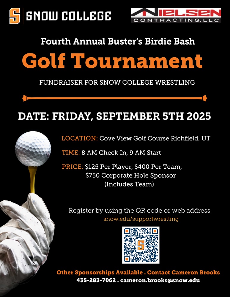 Golf Tournament to support Snow College Wrestling September 6, 2024 in Richfield, Utah